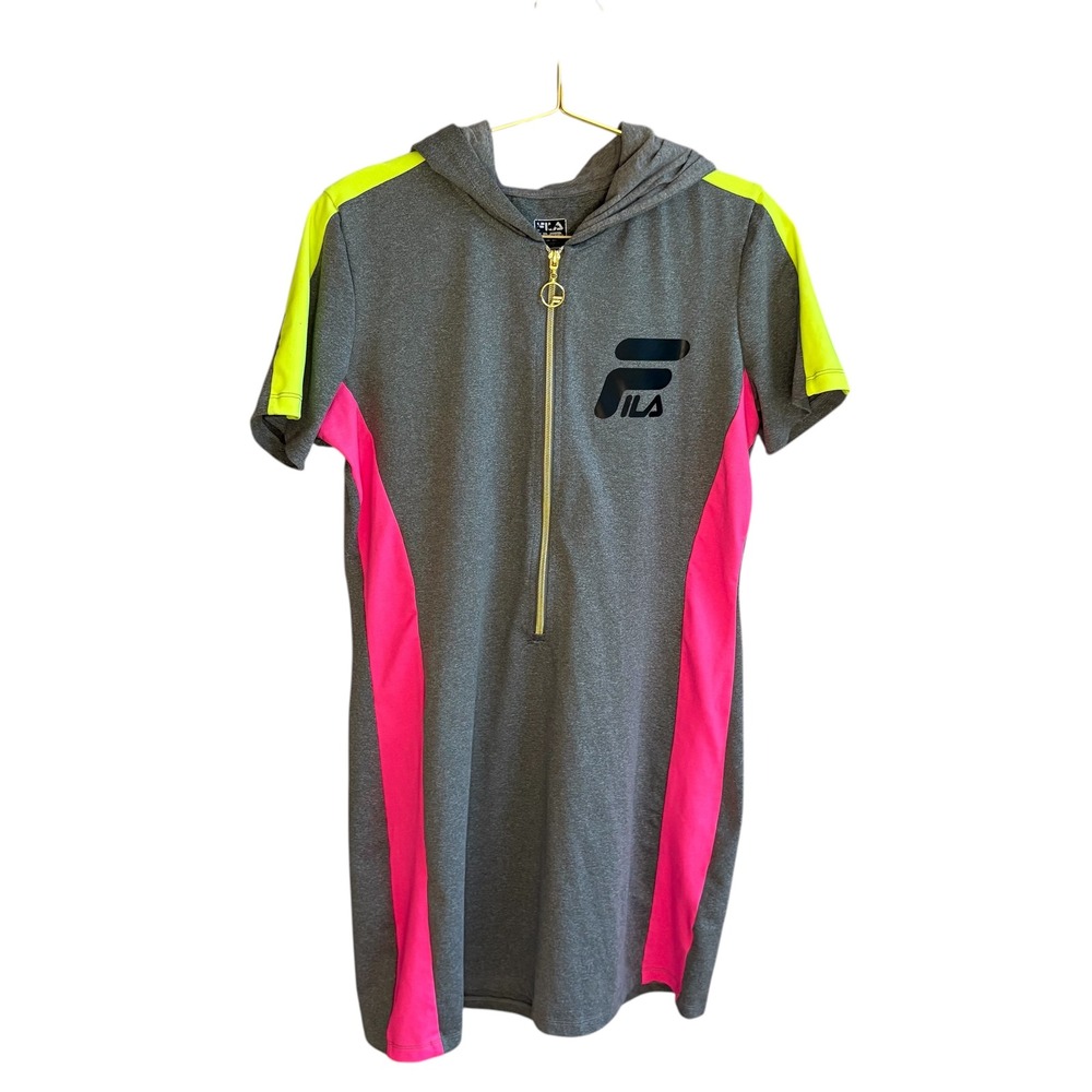 Fila Soulmate Hooded Hoody athletic Dress. Neon. Size medium. EUC